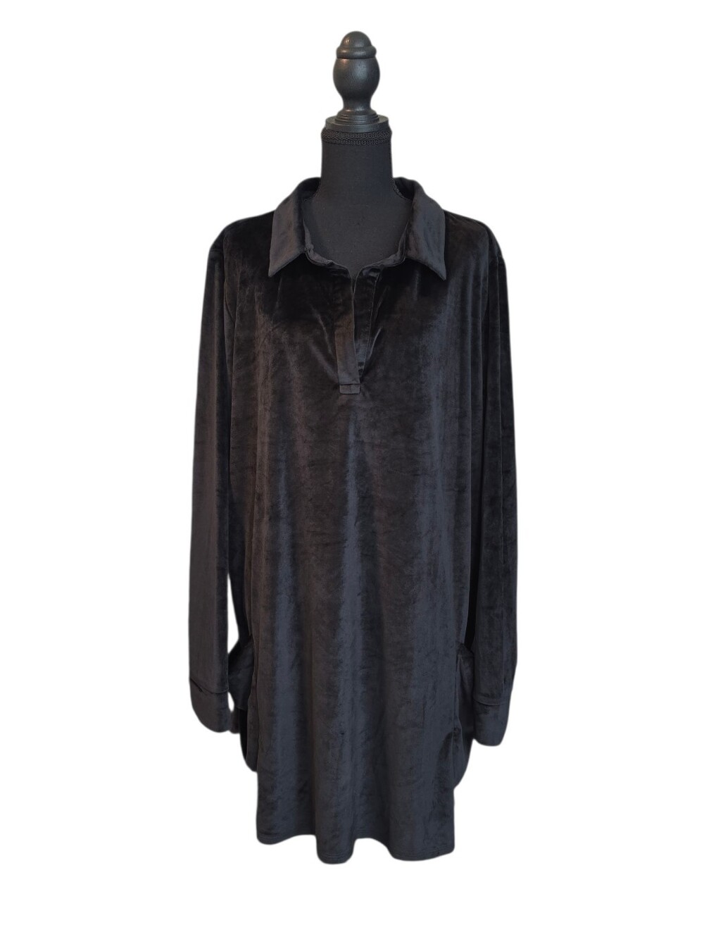 Soft Surroundings Black Velour Tunic Top Long Sleeve  2X